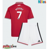 Camiseta Manchester United Mason Mount #7 Primera Equipación para niños 2026-27 manga corta (+ pantalones cortos)